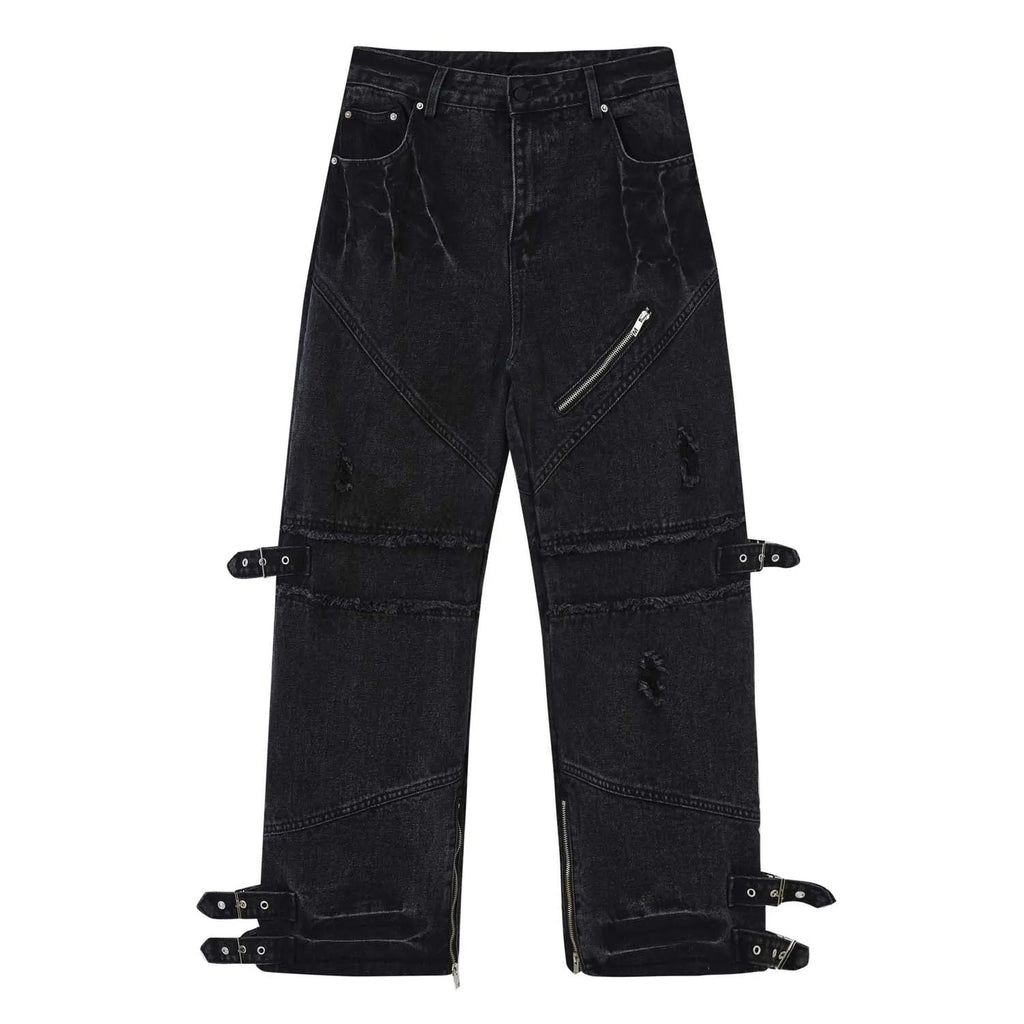 Loose straight cotton trousers in black for men and women, multiple sizes from S to 3XL