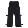 Loose straight cotton trousers in black for men and women, multiple sizes from S to 3XL