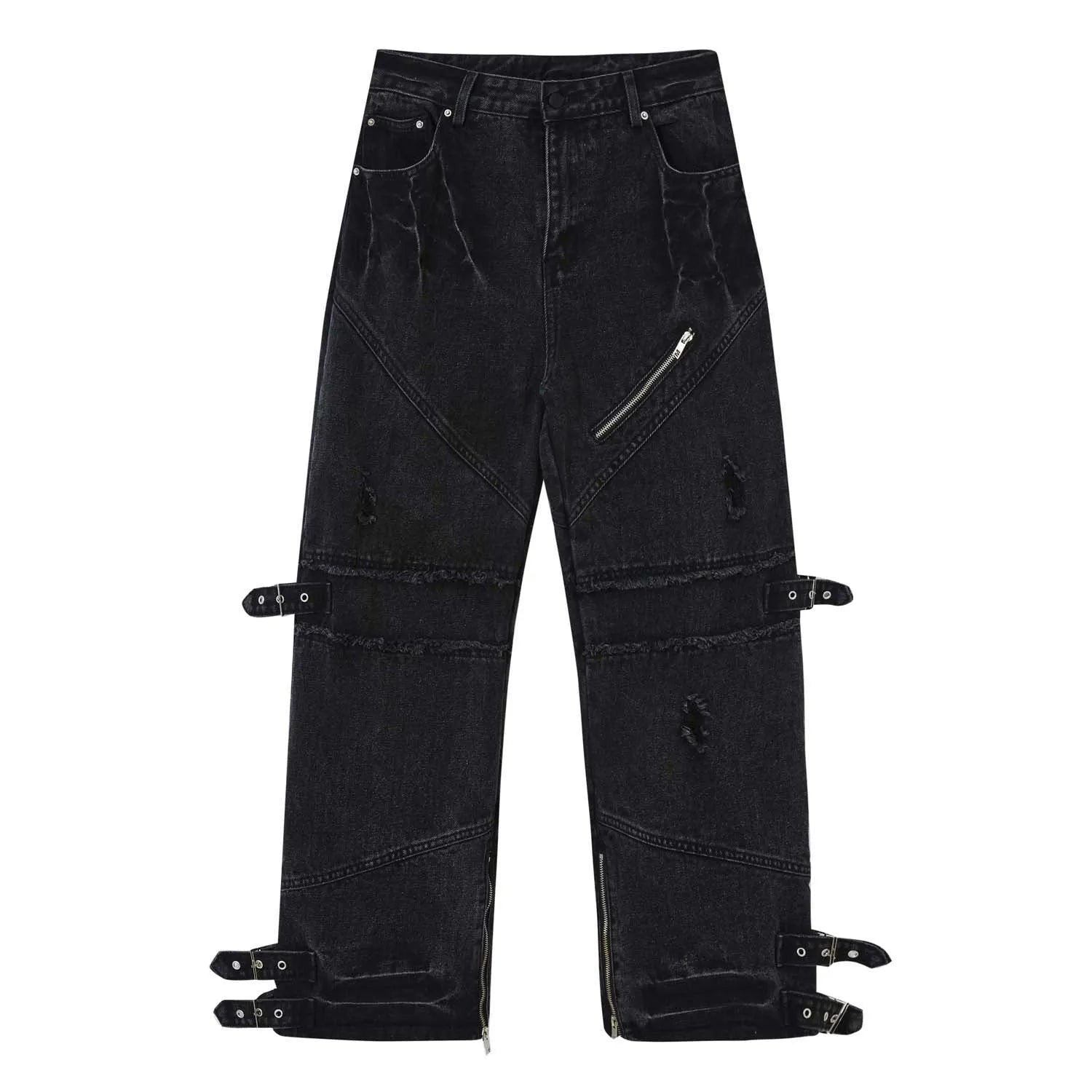 Loose straight cotton trousers in black for men and women, multiple sizes from S to 3XL