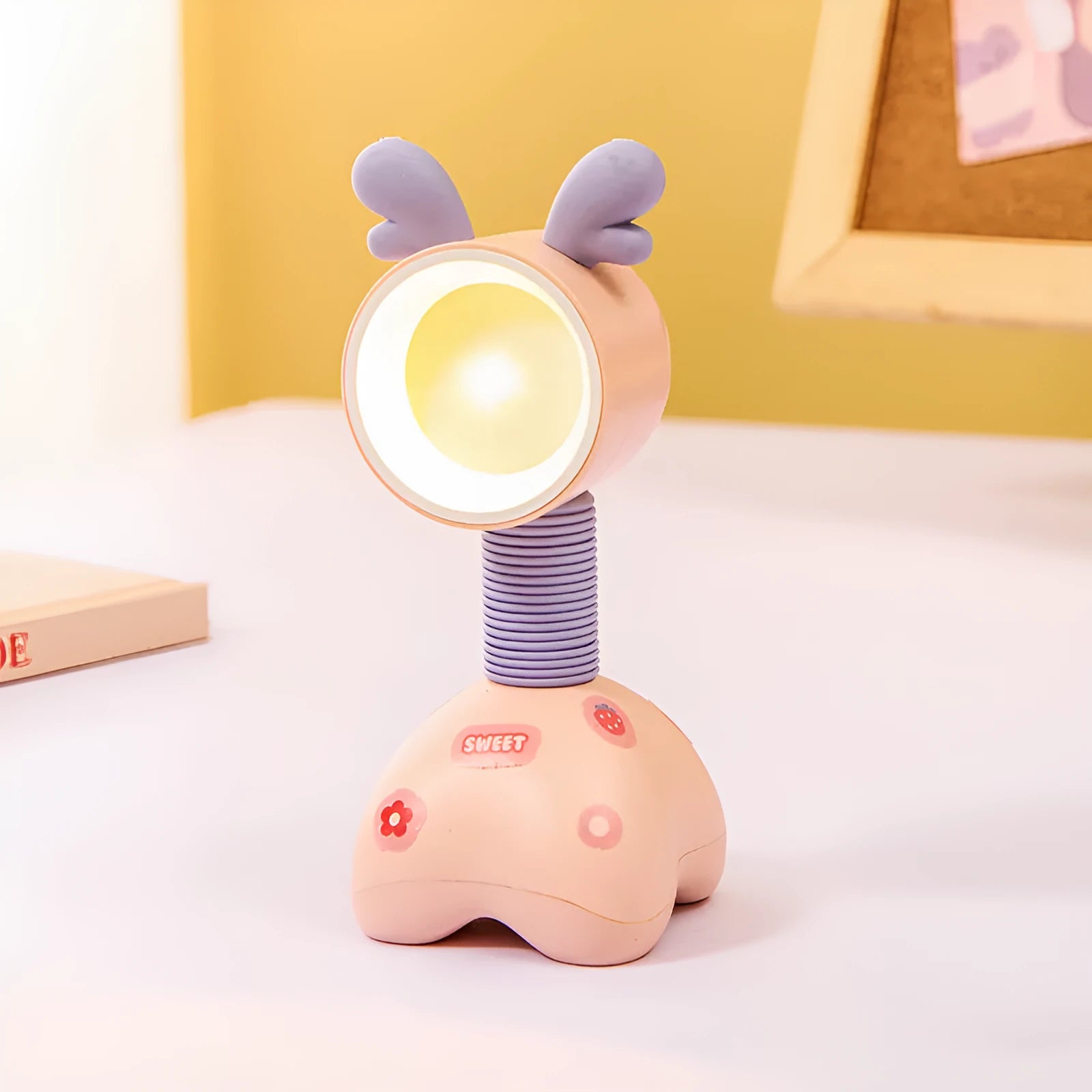 DIY magnetic cartoon desk night light with adjustable lighting in 10.5cm plastic housing