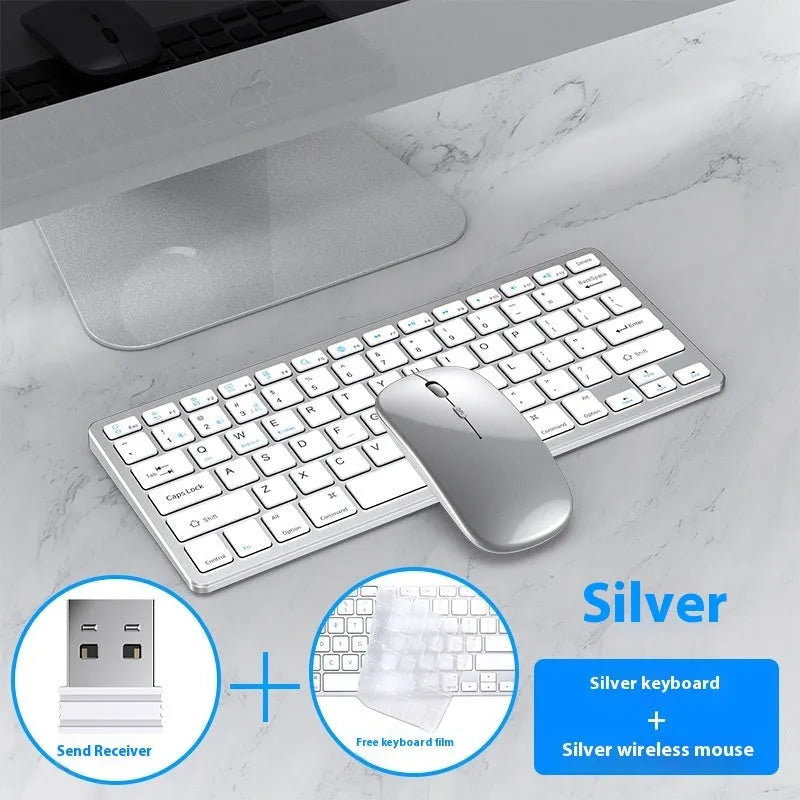 Ultra-thin wireless keyboard and mouse suit with rechargeable battery in black colour