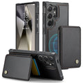 Magnetic card business drop-resistant leather phone case for Samsung, anti-fall wallet style with card slot, imitation leather, black colour