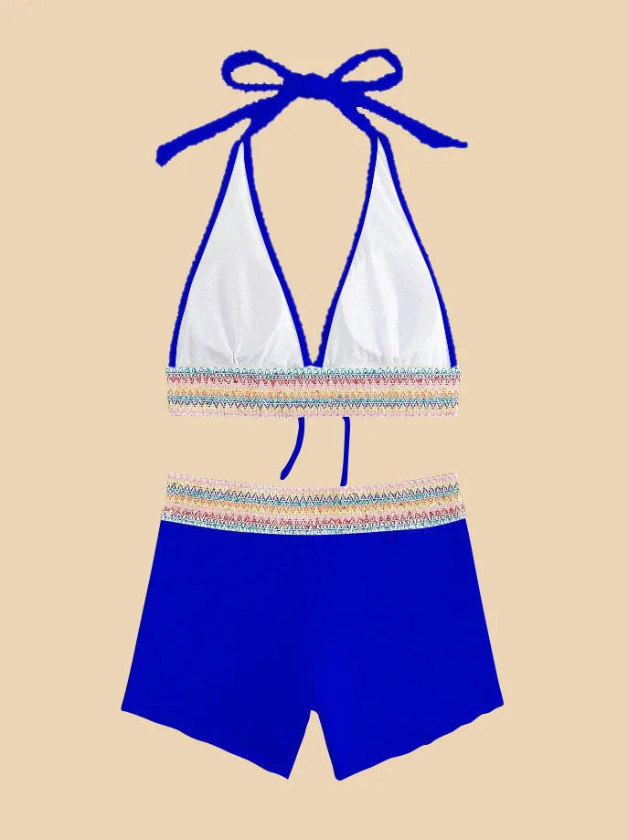 Women's high waist bikini suit in polyester fabric with top and bottom components