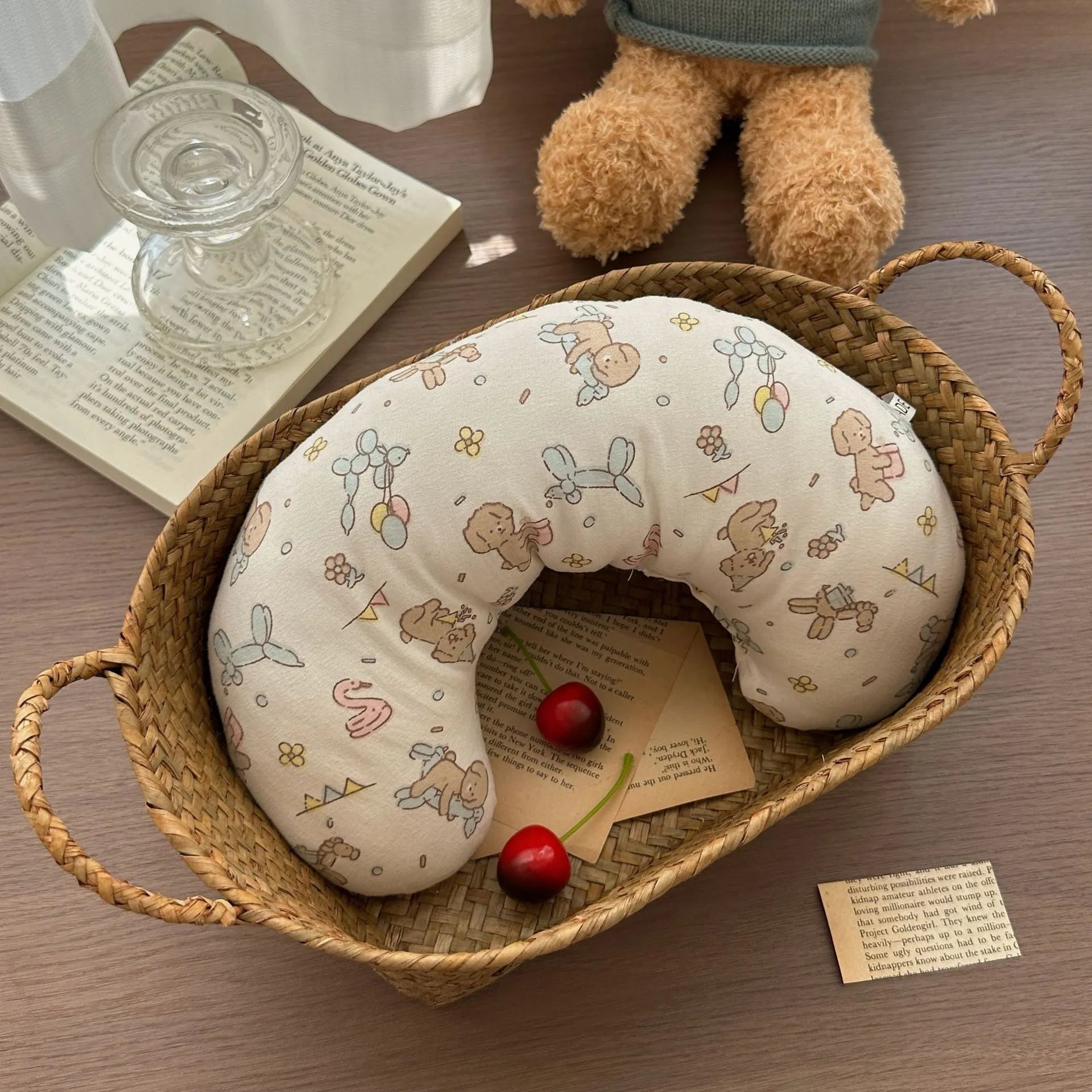 Cat pet bed set showing pillow and two quilts in cloth fabric