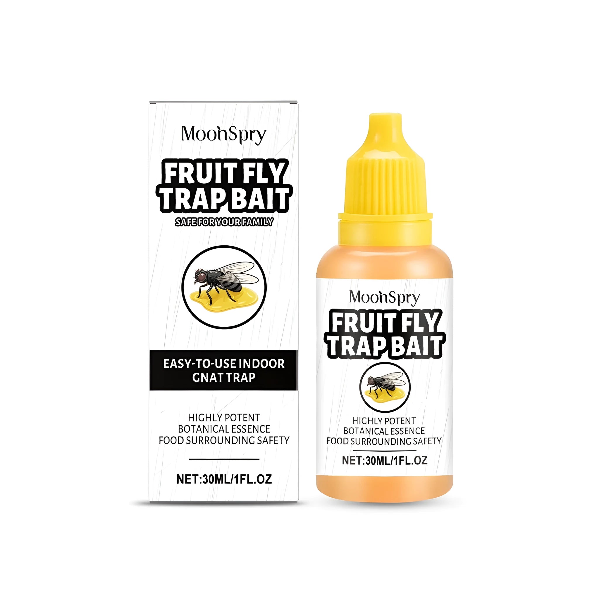 30ml bottle of clear fruit fly bait gel for indoor trap use.