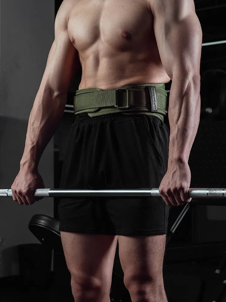 Men's squat pull weight-bearing belt in Army Green, ethylene foam, sizes S M L