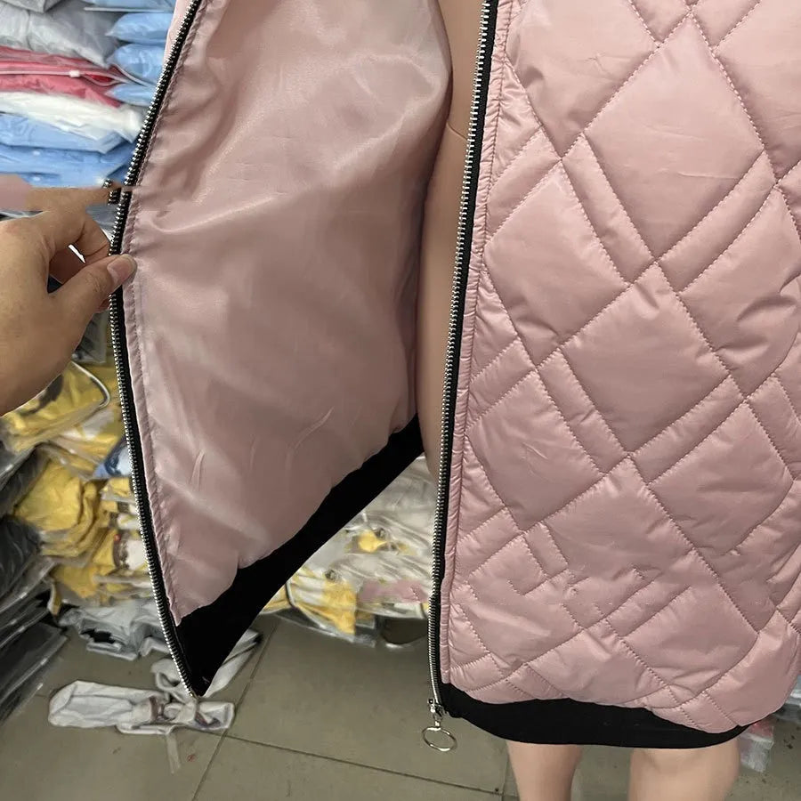 Women's casual hooded coat in polyester fabric with long sleeves in pink colour option