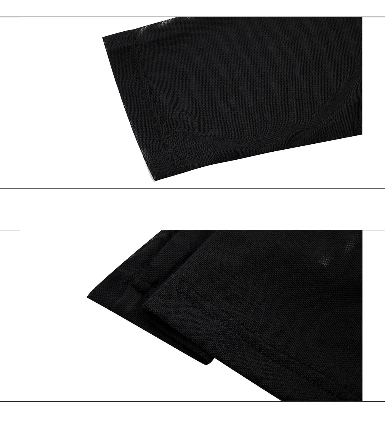 Niche Mesh Ice-feeling Slim Bottoming Shirt long sleeve top in black or white, slim fit.
