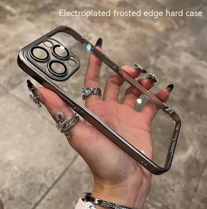 Electroplated frosted edge phone case for iPhone, PC material, anti-fall, anti-fingerprint, original machine gray colour