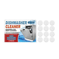 Pack of 12 individually wrapped dishwasher cleaning tablets for limescale and grease removal