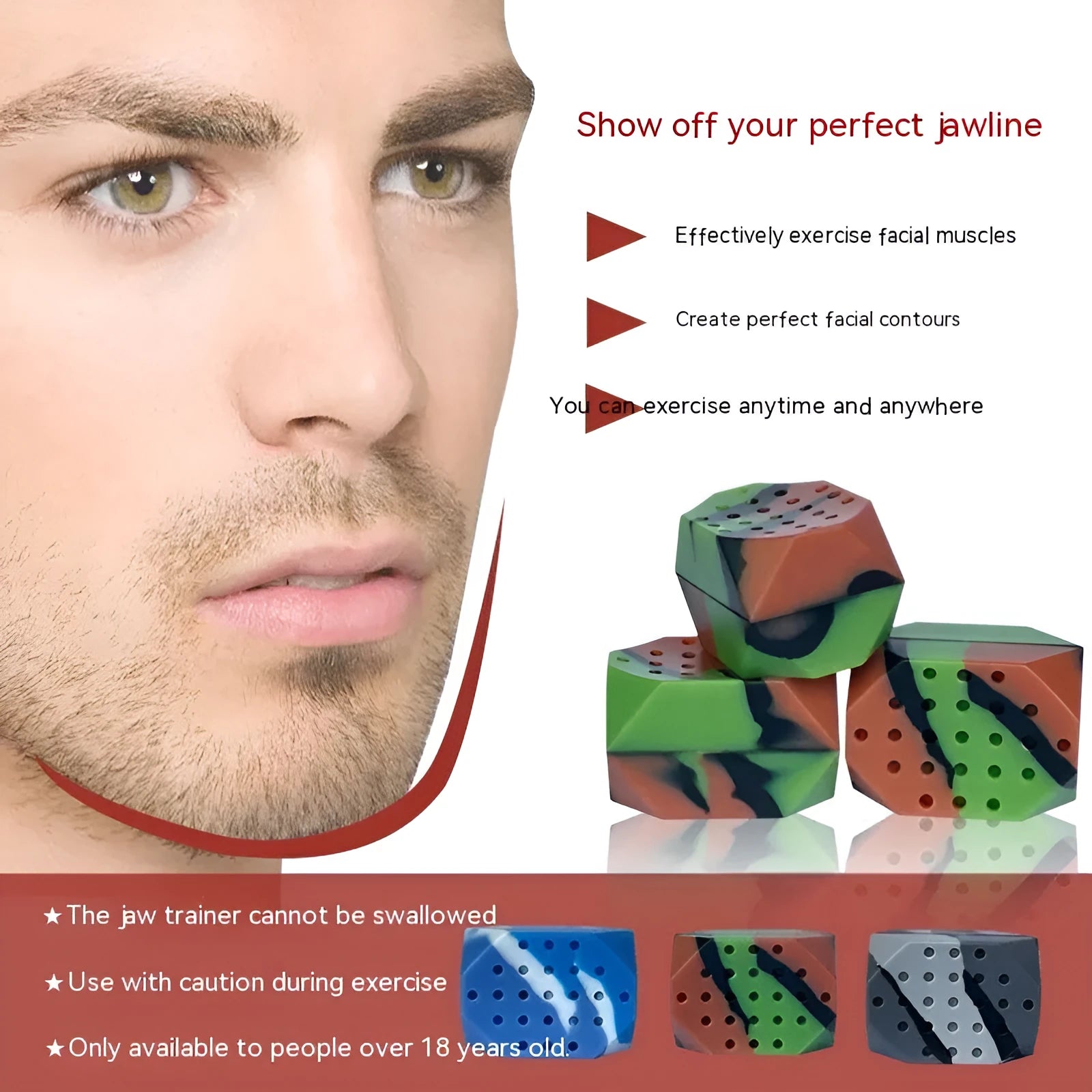 Transparent package containing two camouflage pattern silicone jaw exercise balls