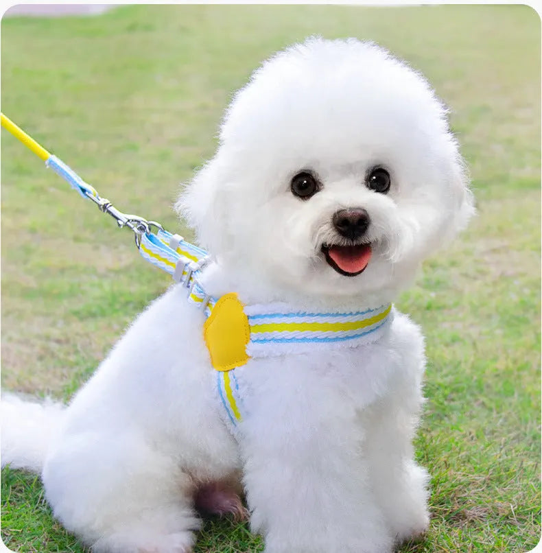 Blue breathable chest vest dog leash for small-medium breeds with 1.5m leash