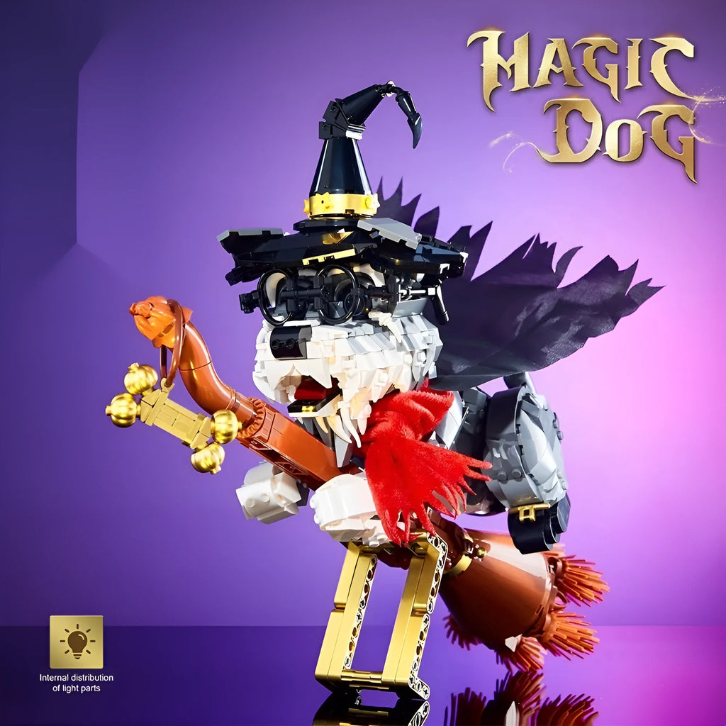 Black plastic small particle building block schnauzer model in colour box packaging