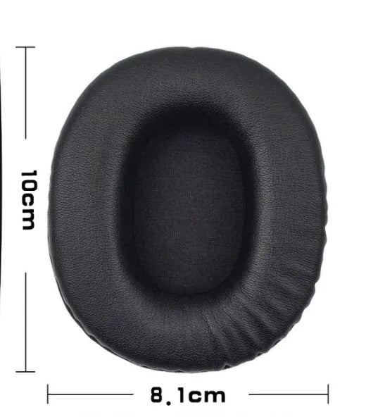 Two black soft PU leather replacement ear pad covers for Sony MDR-1R headphones.
