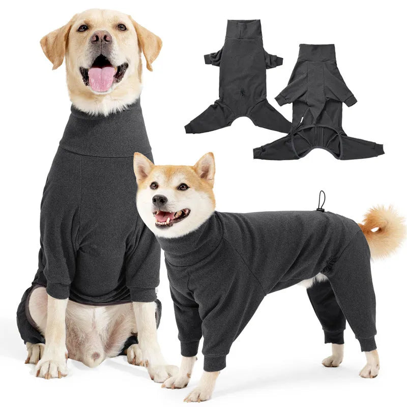 High collar polar fleece dog clothes in dark grey or wine red for cold weather protection