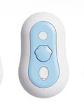 Cordless cat grooming massage comb in beige yellow, blue, grey, or orange colours with silicone teeth.