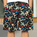 Men's striped ice silk beach trousers with elastic waist shown in loose fit