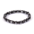 Black stretch magnetic therapy bracelet with pentagram magnetite and hematite stones for women and men