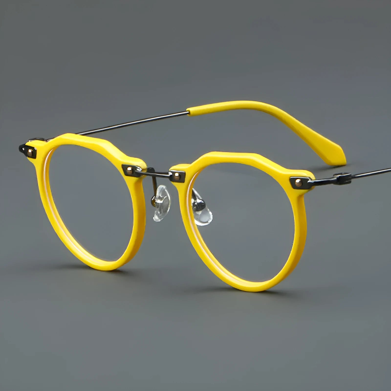 Retro round metal optical glasses New Glasses 5812 in Bright Black with AC lenses