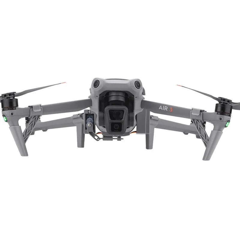 DJI Air 3 parabolic delivery device in dark grey ABS, with tripod feet and USB charging cable
