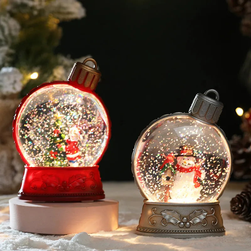Battery-operated LED Christmas decoration with flame effect in plastic old man, snowman, child tree or angel designs