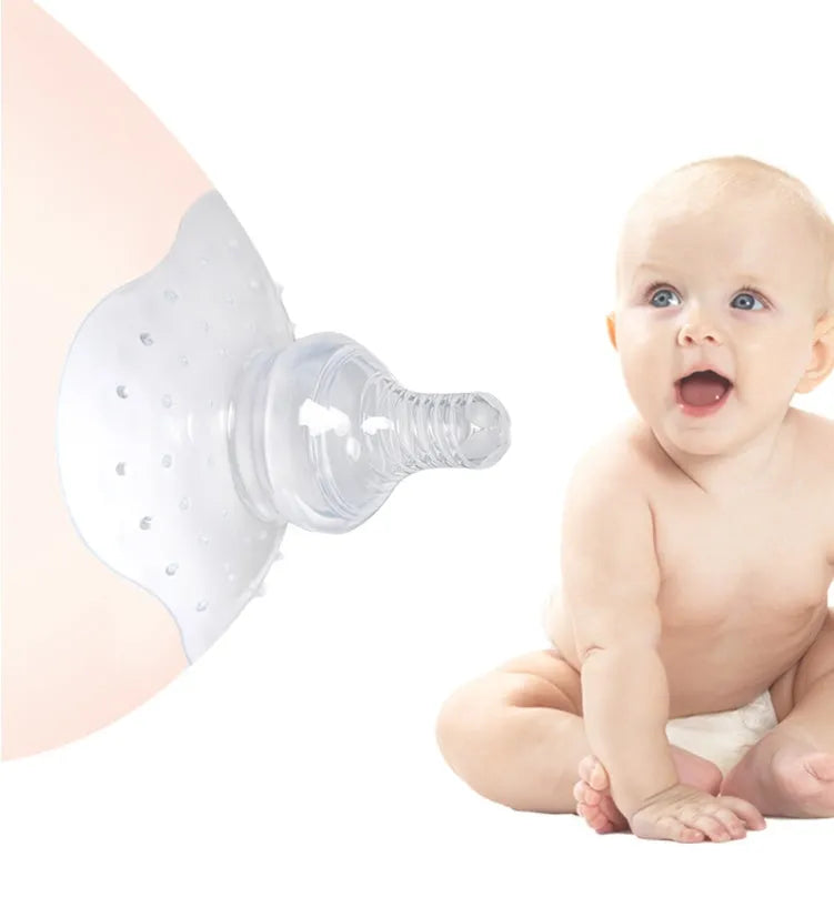 Nursing nipple protectors in transparent and petal colours for breastfeeding assistance