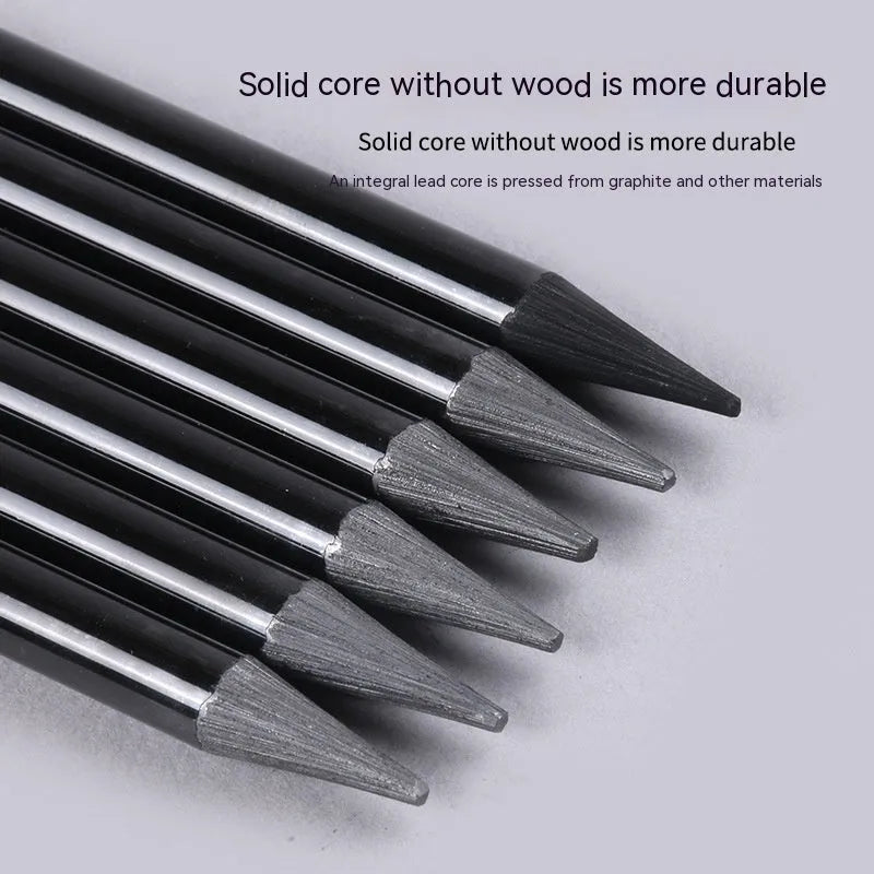 Set of nine wooden drawing pencils, six graphite and three carbonized, on a suction card.
