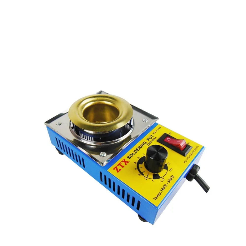 Desktop thermostat-controlled tin melting furnace with temperature adjustment dial and titanium-plated heating elements