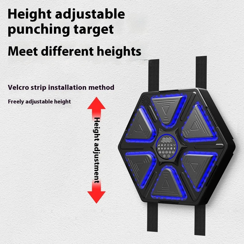 Electronic boxing wall target with music system mounted on wall for home training