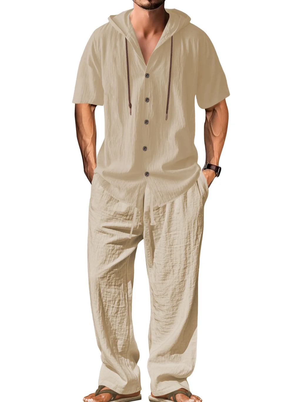 Men's grey cotton casual sports suit showing long sleeve top and trousers laid flat.