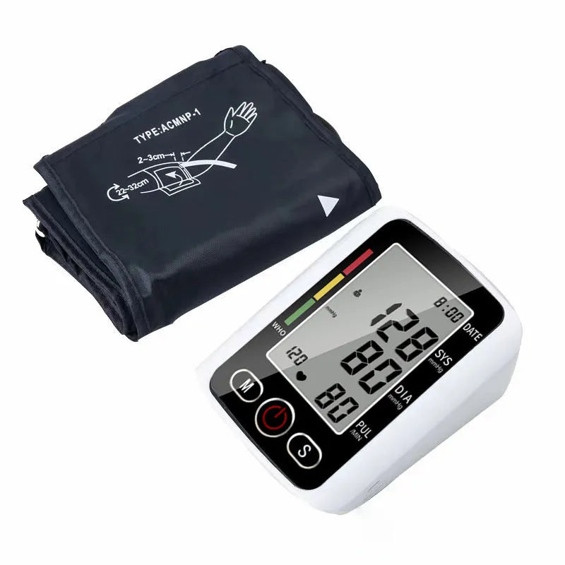 Automatic arm electronic blood pressure monitor with large screen on ABS plastic body