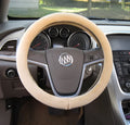Plush steering wheel cover in beige for 38cm diameter steering wheel, soft fabric texture