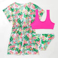 Girls' floral two-piece swimsuit in Korean style, sizes 130cm to 160cm.