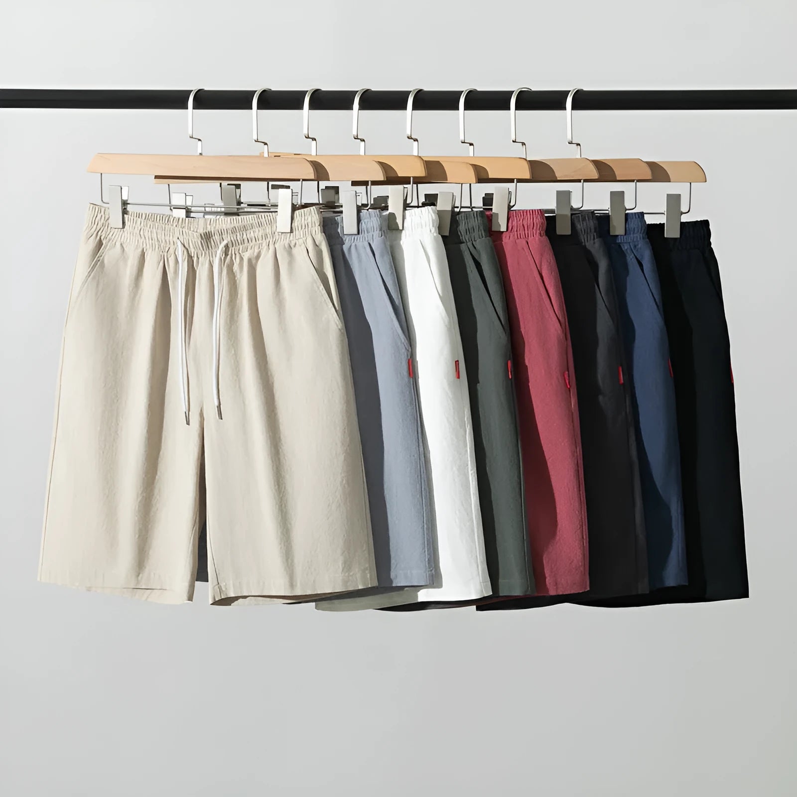 Cotton and linen Chinese style cropped trousers in solid colours with drawstring waist