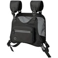 Black outdoor sports chest bag with reflective trim and adjustable straps suitable for running cycling hiking
