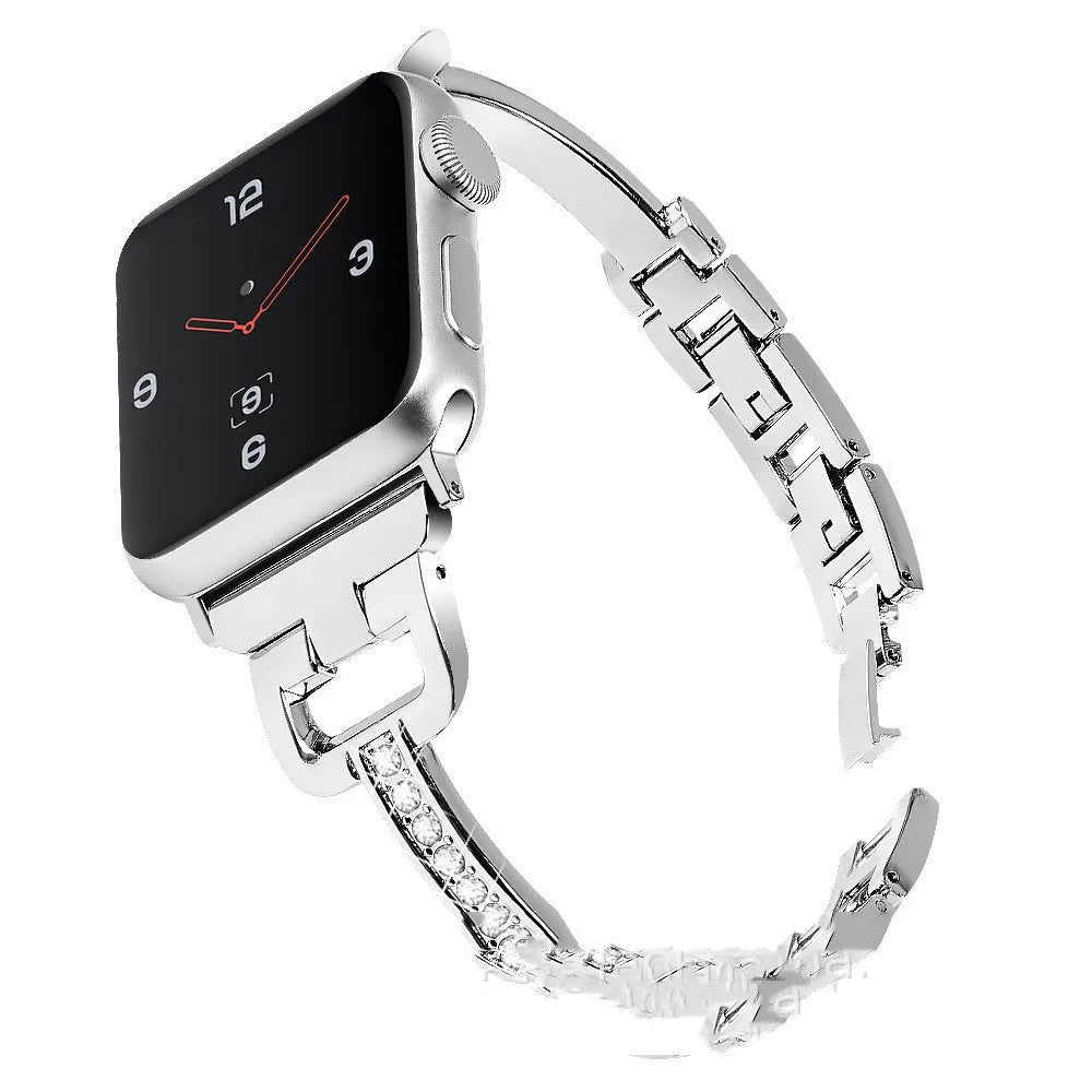 D-shaped metal diamond strap for Apple Watch in six colour options