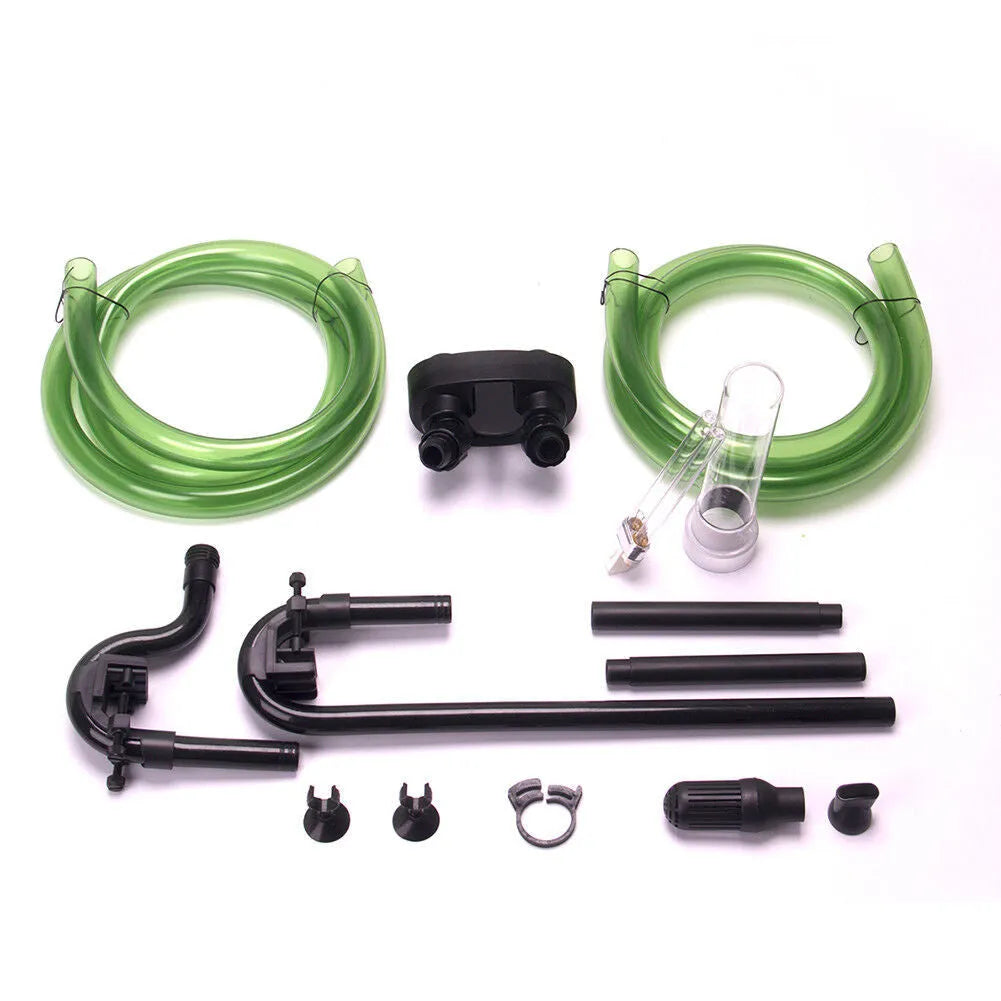 HW-304B external canister filter with UV lamp for aquarium water purification, black plastic and metal construction