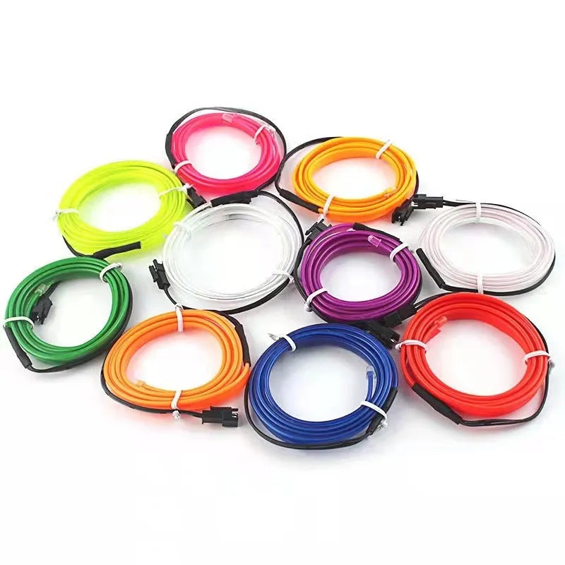 6-metre USB LED car ambient light cable showing flexible installation along vehicle dashboard