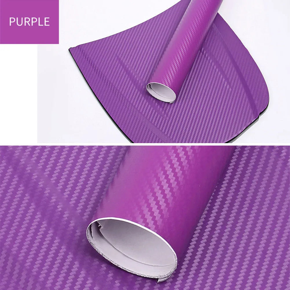 Roll of carbon fibre sticker for car decoration in various colours showing 3D texture