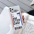 Graffiti design ticket phone case for iPhone models in blue red or green colours