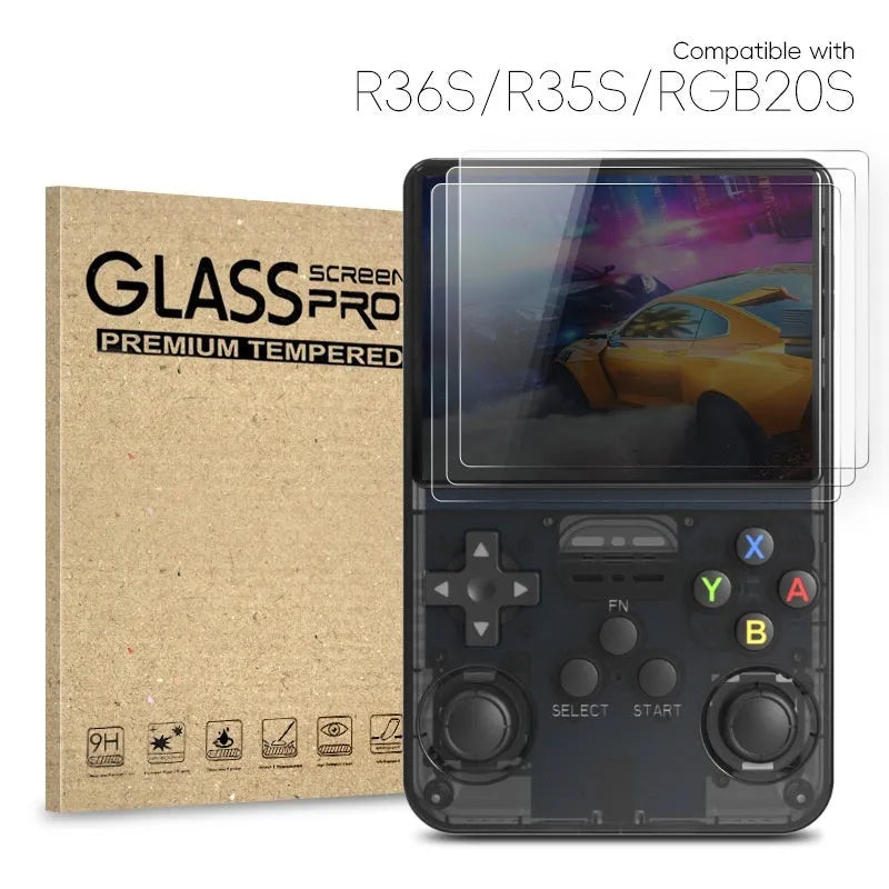 Tempered glass screen protector for R36S/R35S/RGB20S handheld game machine, 3.5 inch HD film