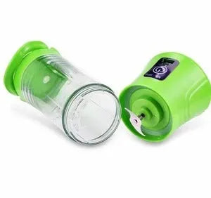 Blue portable electric handheld juicer blender with 400ml cup and USB charging port