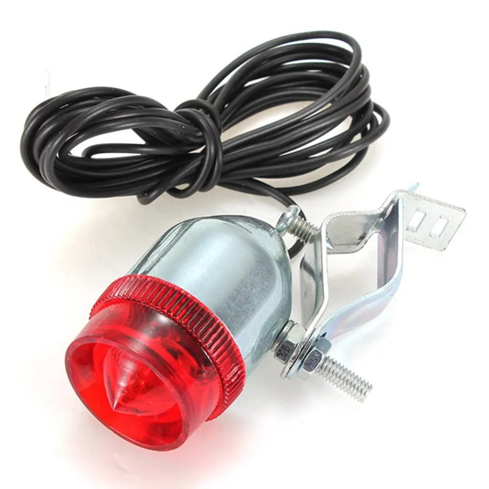 Silver bicycle dynamo generator light modification kit with wiring for headlight and tail light connections.