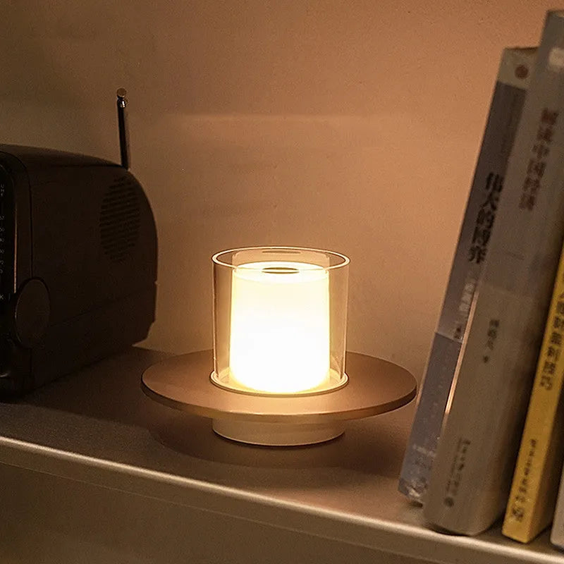 Gold bar table lamp with electroplated finish, 1W LED, and touch dimming on a tabletop