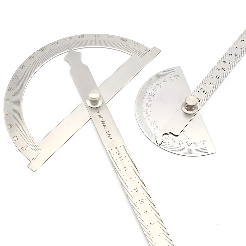 Adjustable protractor measuring square showing 0-180 degree scale with 1-degree markings.
