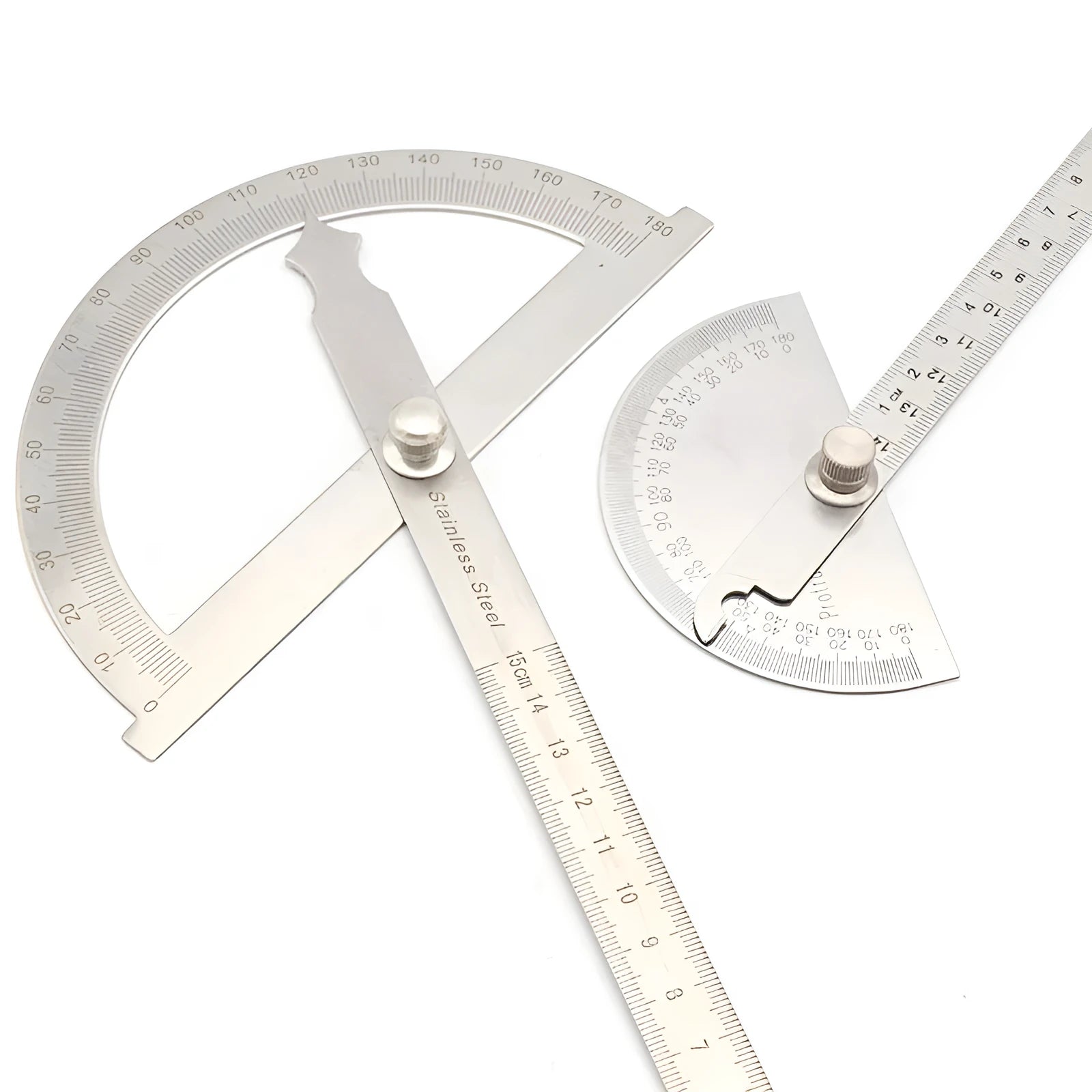 Adjustable protractor measuring square showing 0-180 degree scale with 1-degree markings.