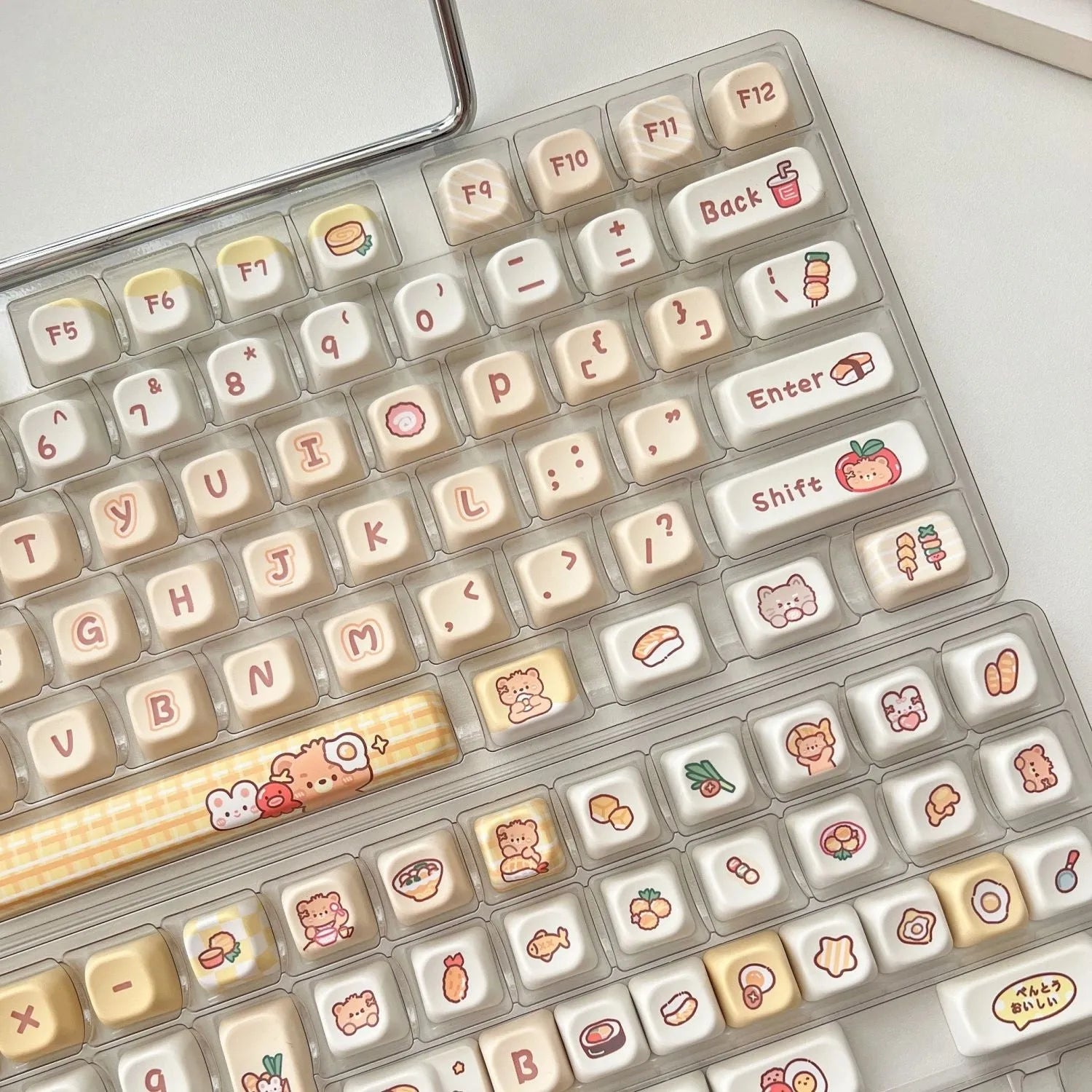Rabbit Bear Restaurant themed mechanical keyboard keycaps in EOA height profile, PBT plastic.