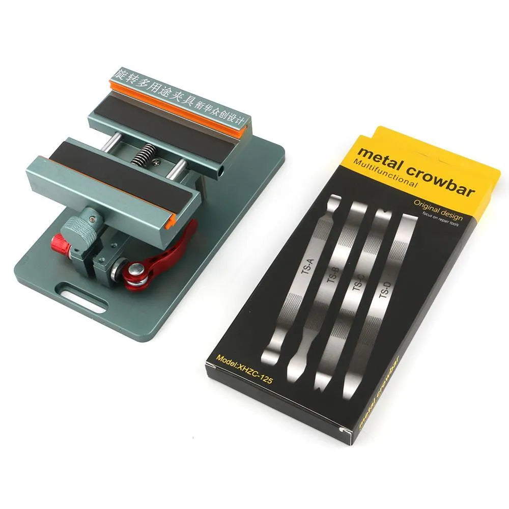Mobile phone repair fixture with silicone grips and adjustable mechanism for safe disassembly
