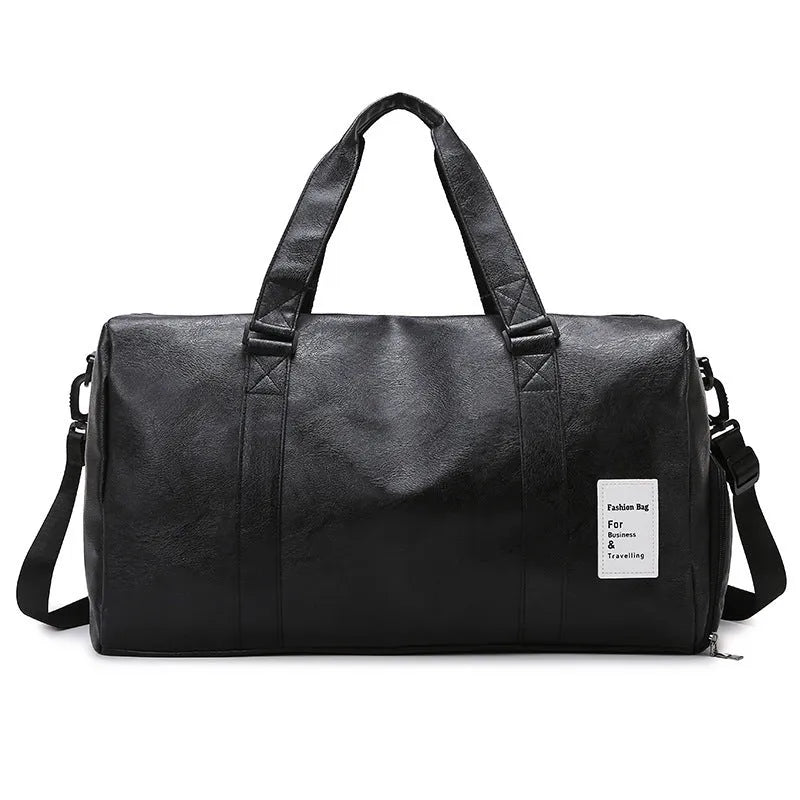 Dry-wet separation fitness shoulder messenger bag in PU material with 20-35 litre capacity