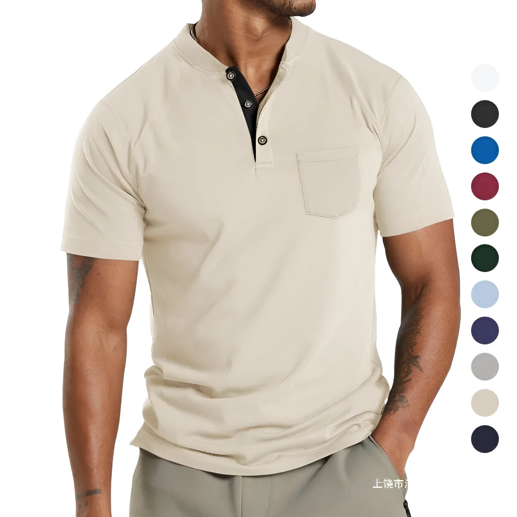 Plus size men's short sleeve button-down shirt in army green with chest pocket
